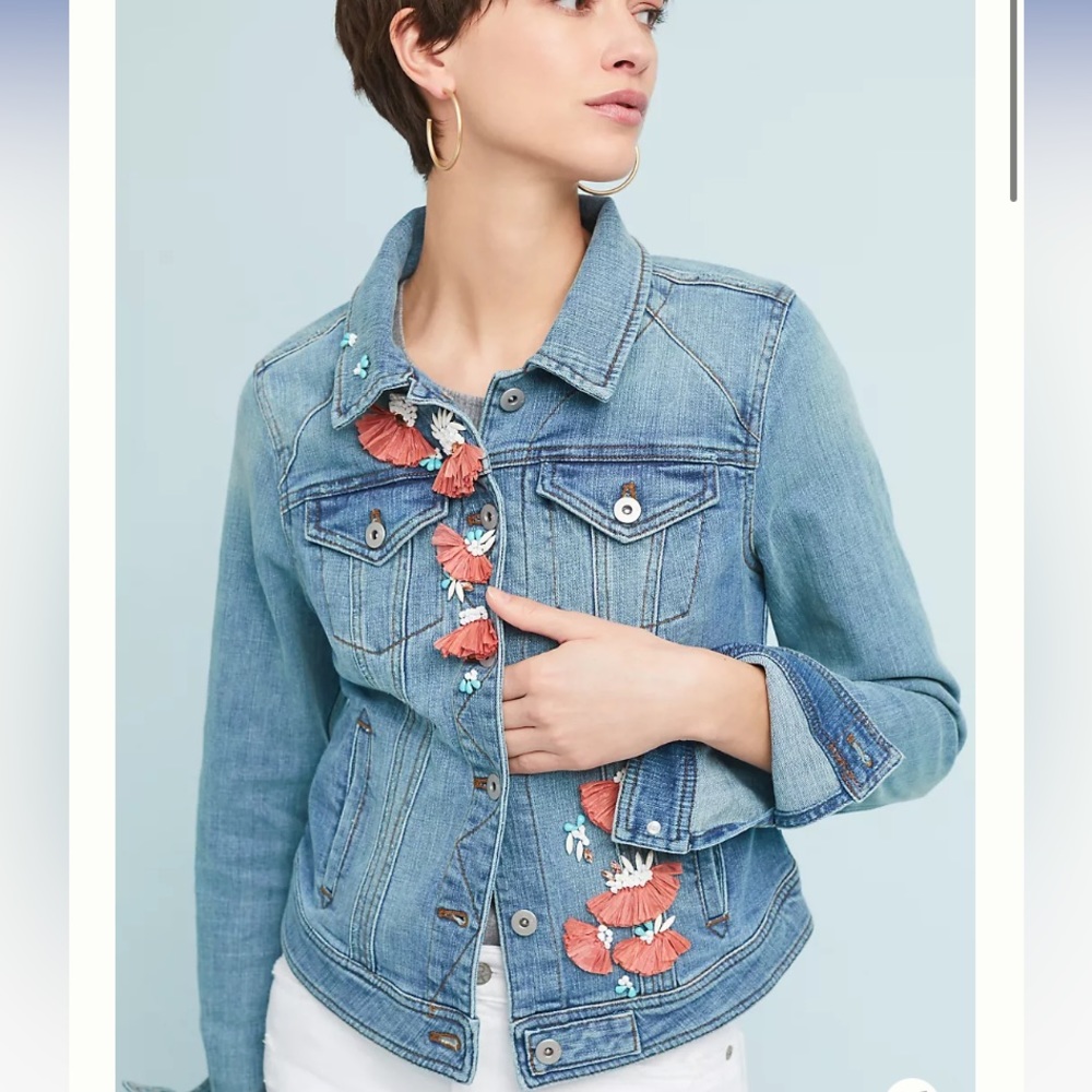 Anthropologie Pilcro Embellished Jean Jacket - Size Small